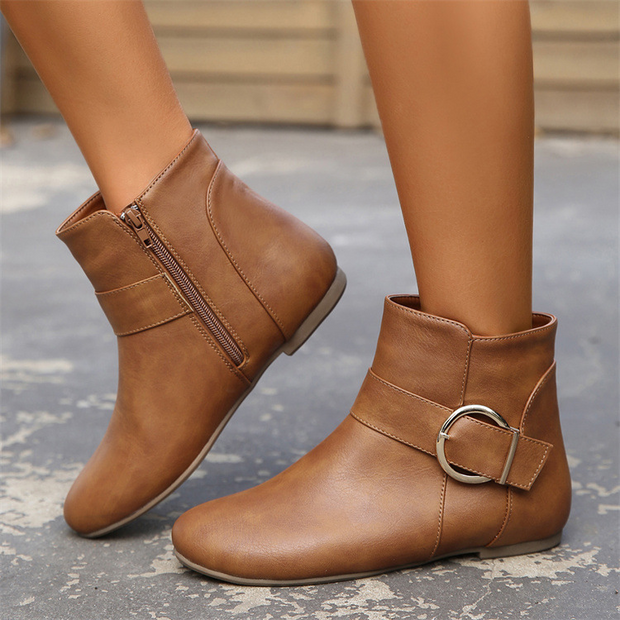 Buckled Almond Toe Ankle Boots