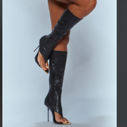 Black Stiletto Heel Summer Sandals Thong Boots