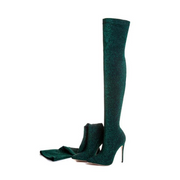 Pointed Toe Stiletto Heel Thigh-High Boots