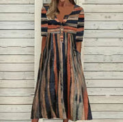 Women Striped Casual Spring Crew Neck Regular Size Dress