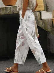 Casual Floral Printed Long Pocket Pants