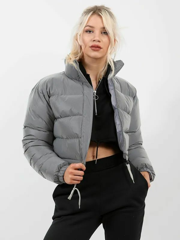 Front Zipped Cropped Puffer Jacket