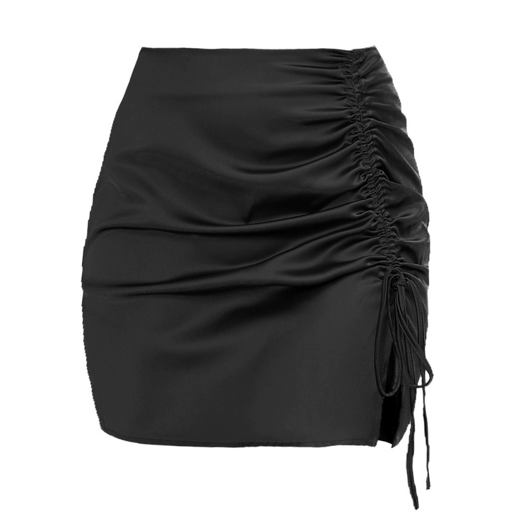 Ruched Waist A-Line Drawstring Mini Skirt