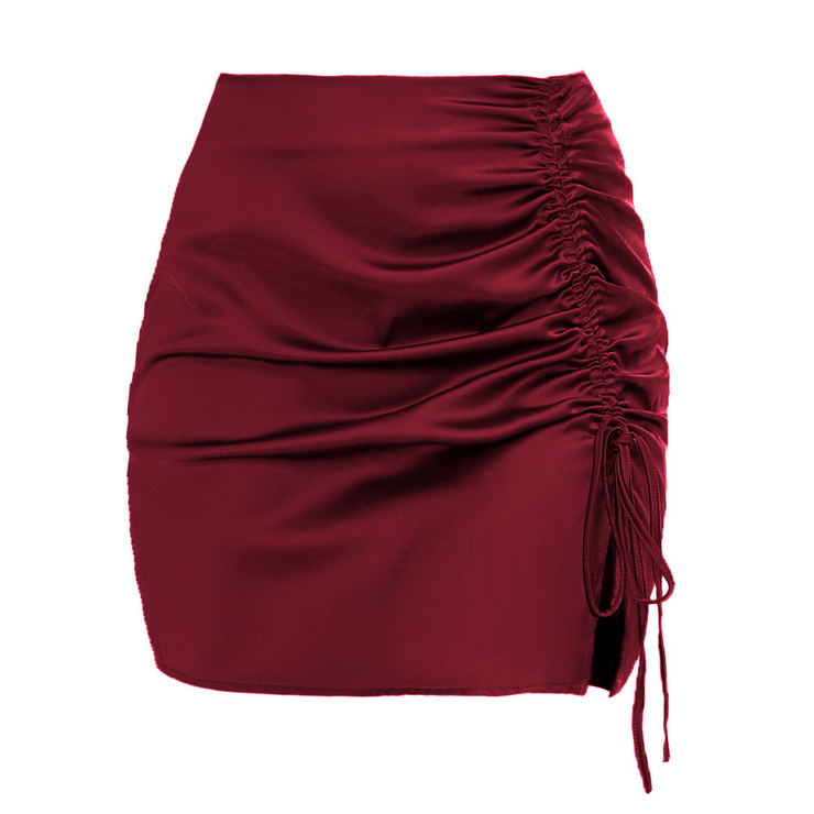 Ruched Waist A-Line Drawstring Mini Skirt