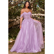 Off-Shoulder Sleeveless Long Prom Dress