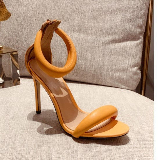 Women Open Toe Metallic Ankle Strap High Heel Prom Sandals