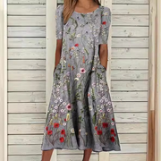 Light Gray Floral Printed Casual Dress