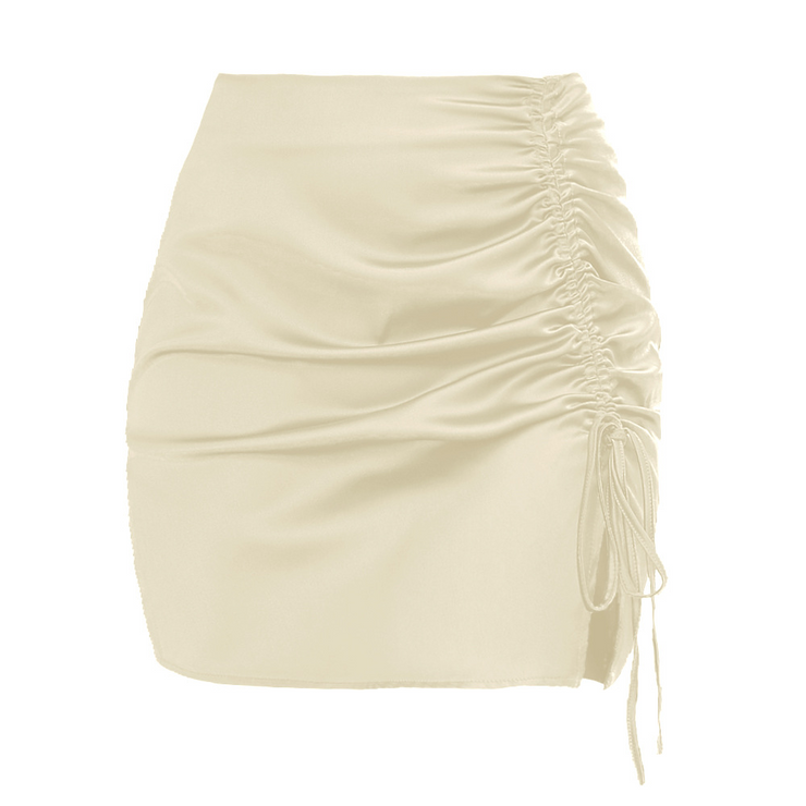 Ruched Waist A-Line Drawstring Mini Skirt