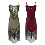 Spaghetti Strap Sleeveless Sequin Fringe Dress