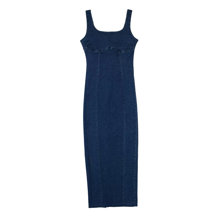 Denim Corset Sleeveless Back Zipper Midi Dress