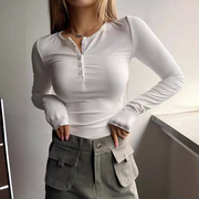 Knitted V Neck Slim Long Sleeve Top