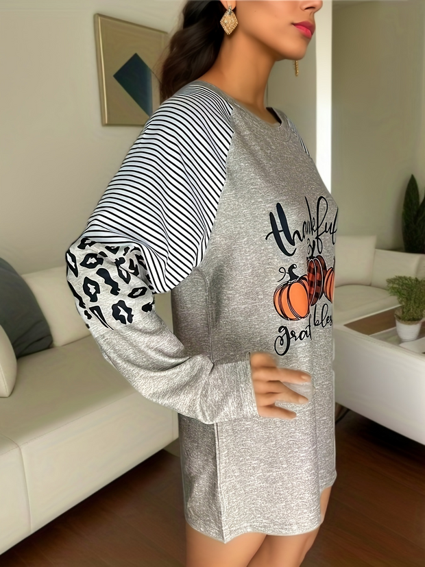 Patchwork Halloween Print Long Sleeve Sweatshirt