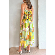 Dragon Printed Spaghetti Strap Sleeveless Maxi Dress