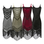 Spaghetti Strap Sleeveless Sequin Fringe Dress