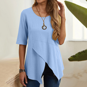 Cotton Short Sleeves Asymmetrical Top