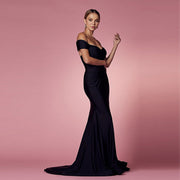 Off-The-Shoulder Sleeveless Bandage Fishtail Evening Dress