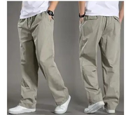 Elastic Waist Plain Straight Leg Cargo Pant