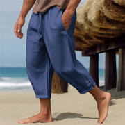 Plain Elastic Waist Calf Length Pants