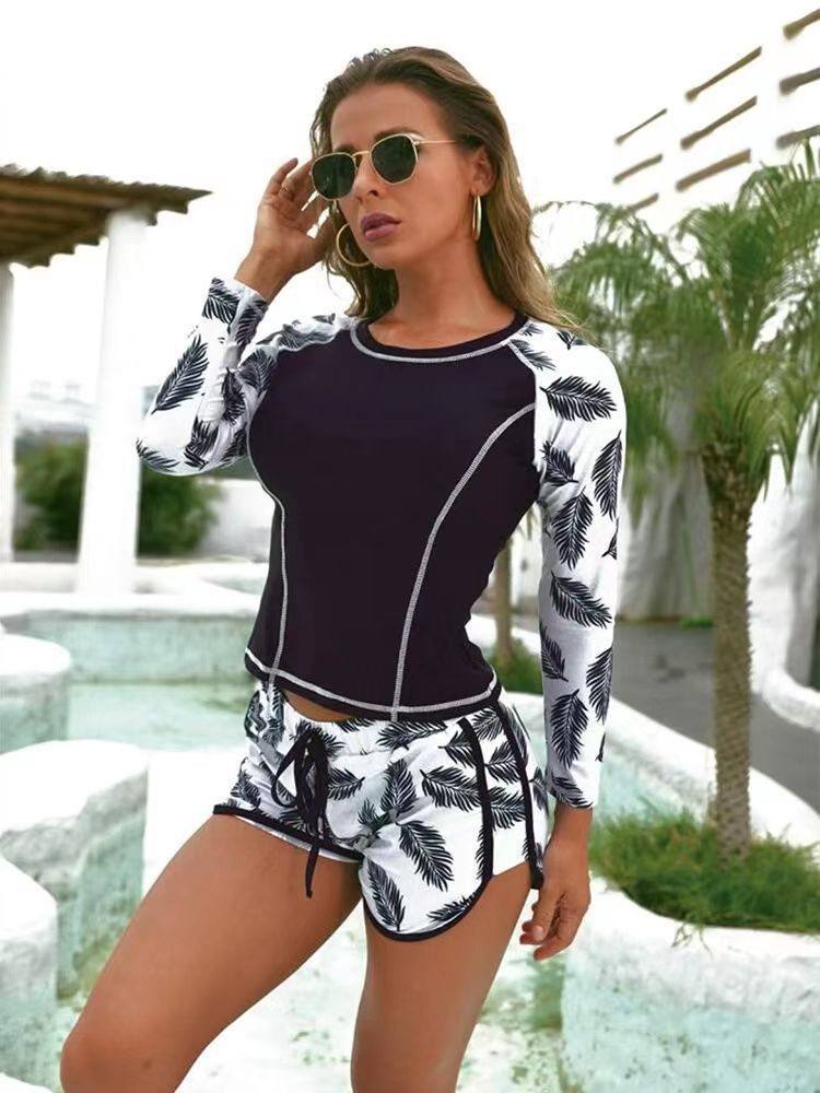 Tropical Plant Printed Tankini Set