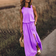 Round Neck Sleeveless Casual Maxi Dress