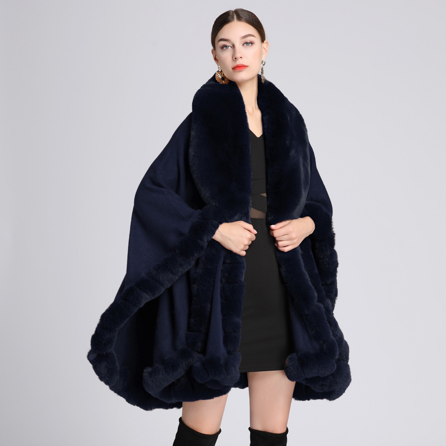 Cloak Cape Faux Fur Bride Wraps Poncho Coat