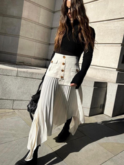 Asymmetrical Pleated Midi Skirt