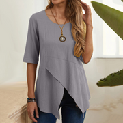 Cotton Short Sleeves Asymmetrical Top