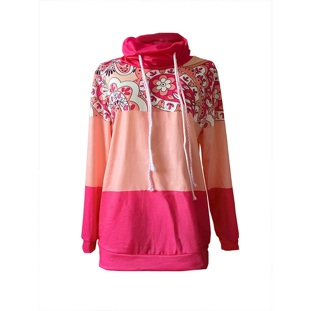 Pink Patchwork Tribal Print Long Sleeve Sweatshirt