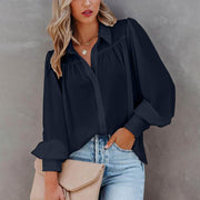 Women V-Neck Casual Long Sleeves Blouse Top