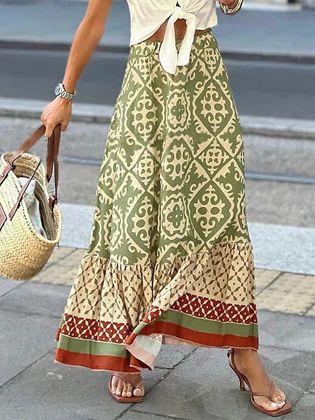 Printed Layered Midi Dress