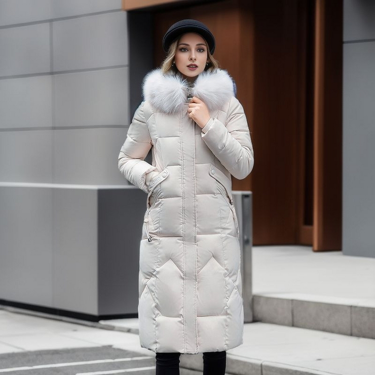 Faux Fur Hooded Long Puffer Coat