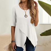 Cotton Short Sleeves Asymmetrical Top