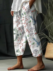 Casual Floral Printed Long Pocket Pants