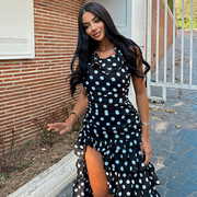 Black Polka Dot Maxi Dress