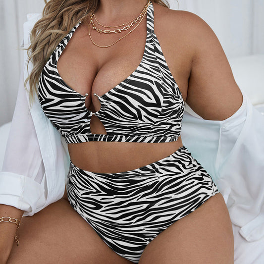 Zebra Striped Print O-Ring Bikini