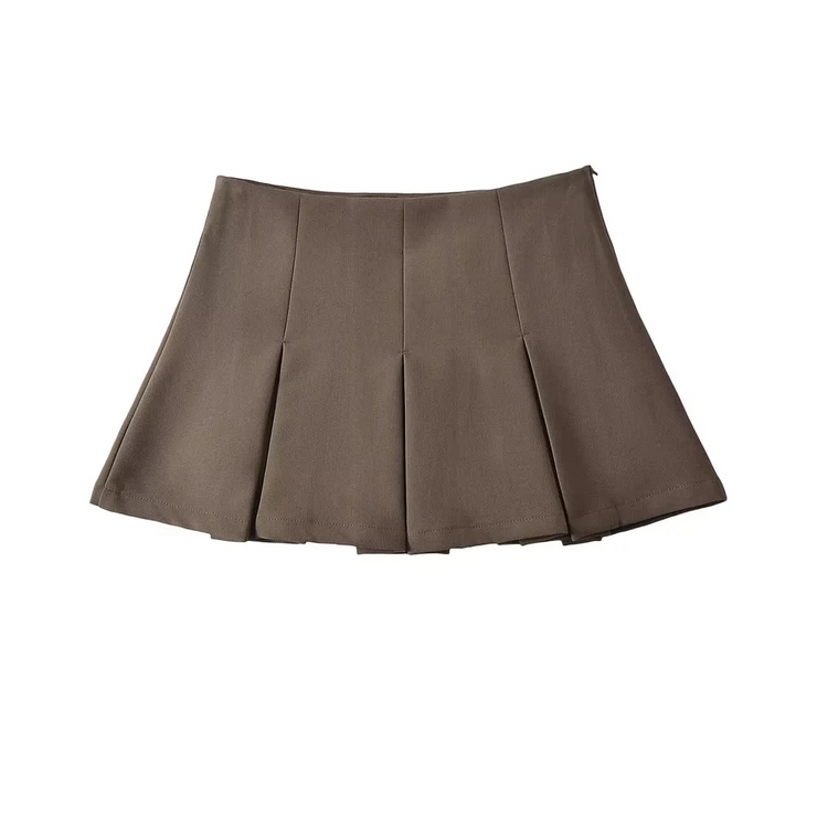 Solid Pleated Mini Skirt