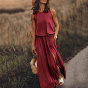 Round Neck Sleeveless Casual Maxi Dress