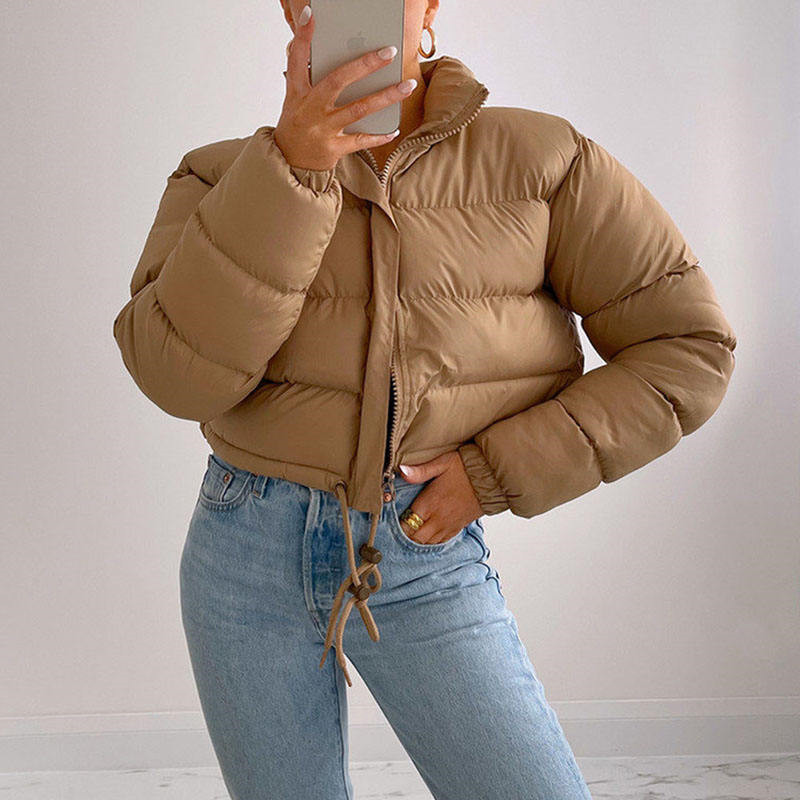 Front Zipped Cropped Puffer Jacket