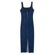 Denim Corset Sleeveless Back Zipper Midi Dress