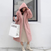 Faux Fur Hooded Long Coat