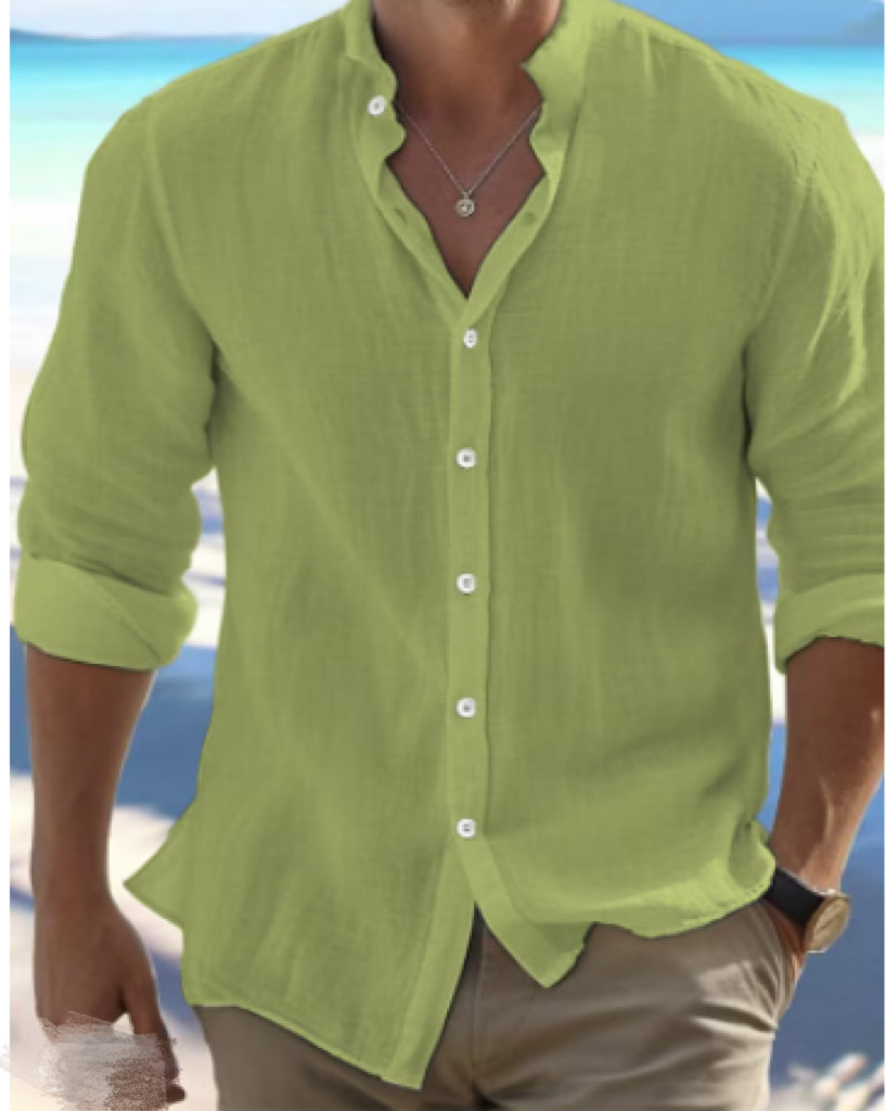 Simple Casual Plain Button Up Long Sleeves Shirt