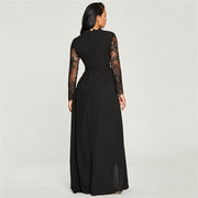 Black V-Neck Lace Embroidered Split Prom Dress