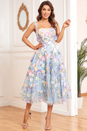 A-Line Spaghetti Strap Sleeveless Applique Prom Dress