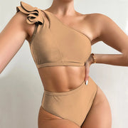 One Shoulder Cut Out Bikini Set