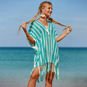 Knitted Hollow Fringe Cover Up Beach Dress