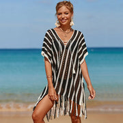 Knitted Hollow Fringe Cover Up Beach Dress