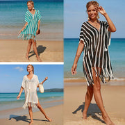 Knitted Hollow Fringe Cover Up Beach Dress