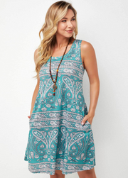 Sleeveless Printed Round Neck Dress