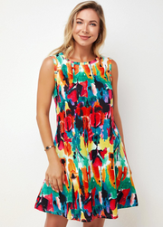 Printed Round Neck A Line Dress