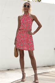 Polka Dot Print Halter Neck Casual Dress